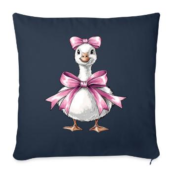 Coquette Bow Goose Canard Maman Fille Rose Fête des Mères - Housse de coussin décorative 45 x 45 cm - bleu marine - Devant