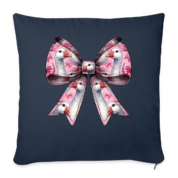 Coquette Bow Goose Canard Motif Maman Fille Rose - Housse de coussin décorative 45 x 45 cm - bleu marine - Devant