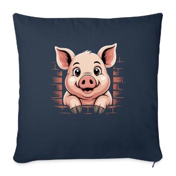 Cute pig with big eyes - Sofa pillowcase 17,3'' x 17,3'' (45 x 45 cm) - navy - Front