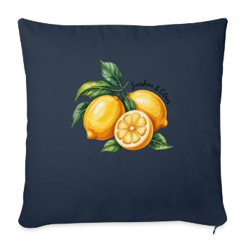 Vacances d’été au soleil et aux agrumes et au citron - Housse de coussin décorative 45 x 45 cm - bleu marine - Devant