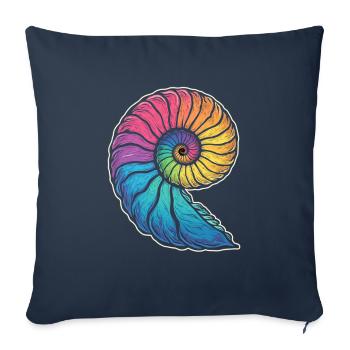 Ammonites colorées, fossiles, époque préhistorique - Housse de coussin décorative 45 x 45 cm - bleu marine - Devant