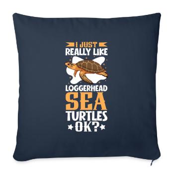 I love my loggerhead turtle - Sofa pillowcase 17,3'' x 17,3'' (45 x 45 cm) - navy - Front