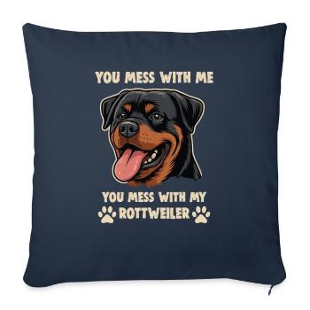 Chiens Rottweiler Amoureux des chiens - Housse de coussin décorative 45 x 45 cm - bleu marine - Devant