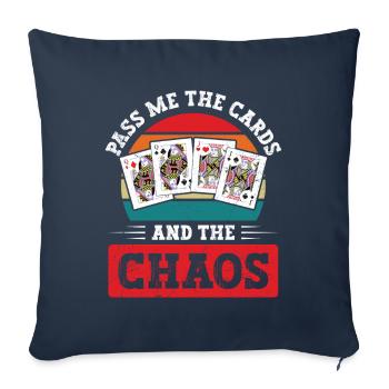Pinochle Spruch Passez-moi les cartes et le chaos - Housse de coussin décorative 45 x 45 cm - bleu marine - Devant