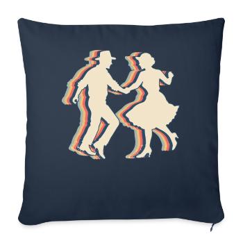 Danse carrée Danse Rétro Line Art - Housse de coussin décorative 45 x 45 cm - bleu marine - Devant