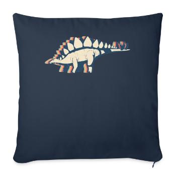 Stegosaurus dinosaure Retro Line Art - Housse de coussin décorative 45 x 45 cm - bleu marine - Devant