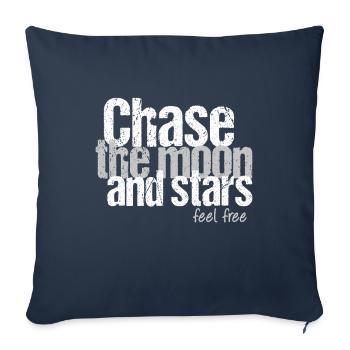 Chasse à la lune et aux étoiles - Housse de coussin décorative 45 x 45 cm - bleu marine - Devant