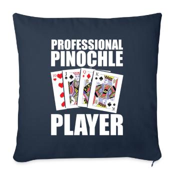 Jeu de cartes professionnel Pinochle Player Tournament - Housse de coussin décorative 45 x 45 cm - bleu marine - Devant