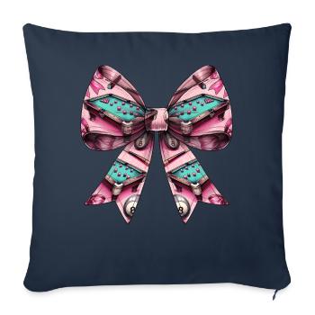 Coquette Bow Billard Pool Tisch Queue Kugeln - Sofakissenbezug 45 x 45 cm - Navy - Vorne