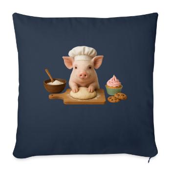 Cochon Gâteau Cuisson Pain - Housse de coussin décorative 45 x 45 cm - bleu marine - Devant
