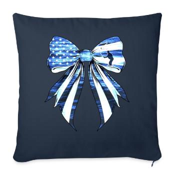 Coquette Bow Fish Pêche Pêcheur Drapeau US - Housse de coussin décorative 45 x 45 cm - bleu marine - Devant