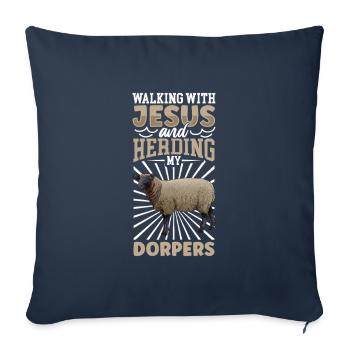 Jesus and Sheep - Dorperschaf - Sofa pillowcase 17,3'' x 17,3'' (45 x 45 cm) - navy - Front