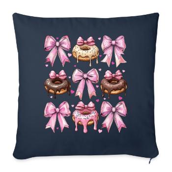 Kokette Schleife Donuts Krapfen Sprinkles Mädchen - Sofakissenbezug 45 x 45 cm - Navy - Vorne