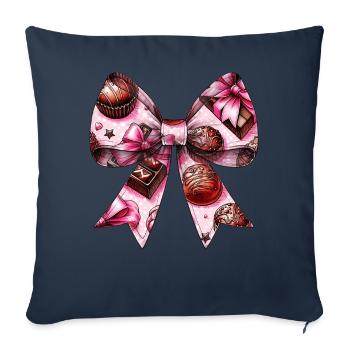 Motif de barre chocolatée Coquette Bow - Housse de coussin décorative 45 x 45 cm - bleu marine - Devant
