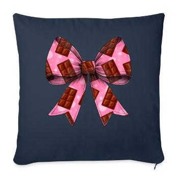 Motif de barre chocolatée Coquette Bow - Housse de coussin décorative 45 x 45 cm - bleu marine - Devant