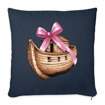 Coquette Arc Arche de Noé Fille Chrétienne - Housse de coussin décorative 45 x 45 cm - bleu marine - Devant