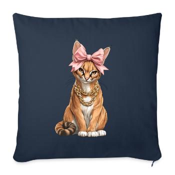 Coquette Schleife Big Floppa Karakal Katze Meme - Sofakissenbezug 45 x 45 cm - Navy - Vorne