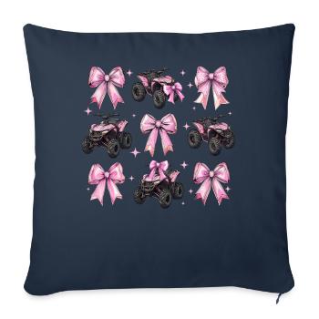 Coquette Bow Atv Quad 4 Wheeler Fille Maman - Housse de coussin décorative 45 x 45 cm - bleu marine - Devant