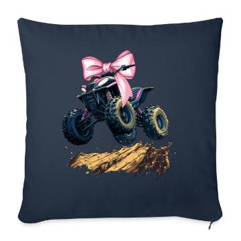 Coquette Bow Atv Quad 4 Wheeler Fille Maman - Housse de coussin décorative 45 x 45 cm - bleu marine - Devant
