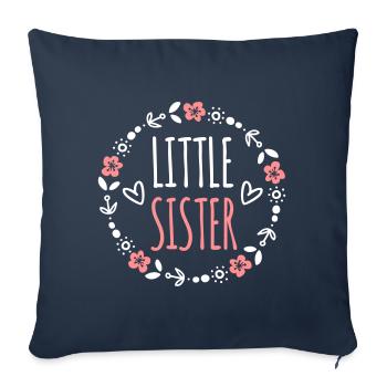 Petite soeur idée cadeau soeurs coeur doux - Housse de coussin décorative 45 x 45 cm - bleu marine - Devant
