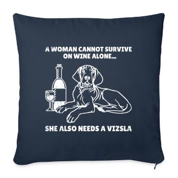 Une femme ne peut pas survivre à Vizsla Shorthair Dog - Housse de coussin décorative 45 x 45 cm - bleu marine - Devant