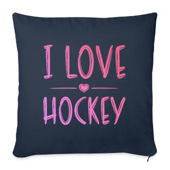J’adore le hockey - Housse de coussin décorative 45 x 45 cm - bleu marine - Devant