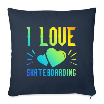 Ich Liebe Skateboard - Sofakissenbezug 45 x 45 cm - Navy - Vorne