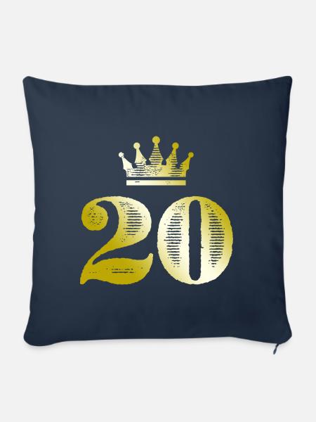 20 Zahl Krone Gold - Sofakissenbezug 45 x 45 cm - Navy