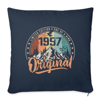 Original 1957 Rétro Cadeau Anniversaire Né En 1957 - Housse de coussin décorative 45 x 45 cm - bleu marine - Devant