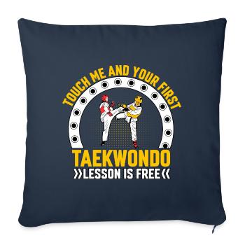 Touchez-moi et votre premier cours de taekwondo est gratuit - Housse de coussin décorative 45 x 45 cm - bleu marine - Devant