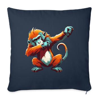 Cadeau pour les amoureux des babouins - Housse de coussin décorative 45 x 45 cm - bleu marine - Devant