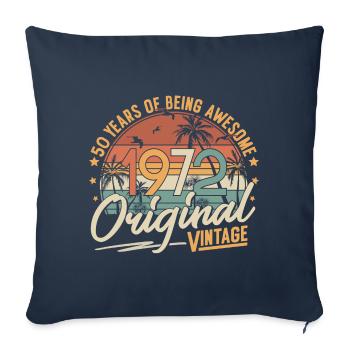 1972 Vintage Born Vintage 50 Anniversaire Rétro - Housse de coussin décorative 45 x 45 cm - bleu marine - Devant