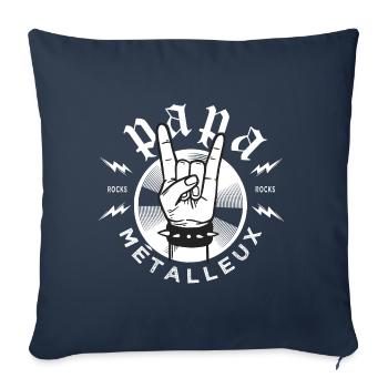 Papa Métalleux Métal music - Housse de coussin décorative 45 x 45 cm - bleu marine - Devant