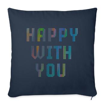 Heureux avec vous - Housse de coussin décorative 45 x 45 cm - bleu marine - Devant