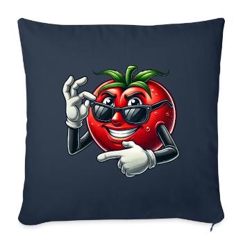 Cool Tomate Lunettes de Soleil Dessin Animé Veggie Fun - Housse de coussin décorative 45 x 45 cm - bleu marine - Devant