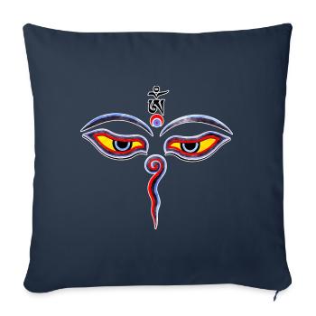 Wisdom Eyes Of Buddha - Bodhnath temple eyes 2 - Sofa pillowcase 17,3'' x 17,3'' (45 x 45 cm) - navy - Front