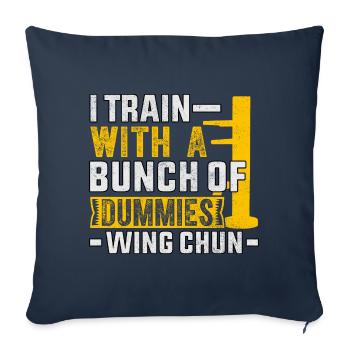 Ich trainiere mit einem Haufen Dummies Wing Chun - Sofakissenbezug 45 x 45 cm - Navy - Vorne