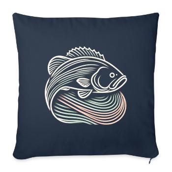 Poisson bar - Housse de coussin décorative 45 x 45 cm - bleu marine - Devant