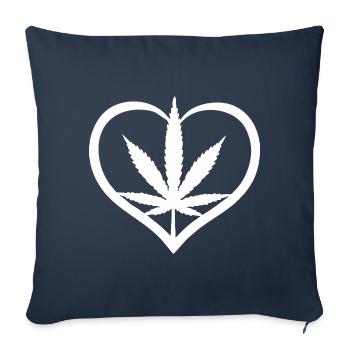 Herz mit Cannabisblatt - Weed - Marihuana - Hanf - Sofakissenbezug 45 x 45 cm - Navy - Vorne