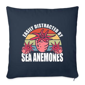 Cadeau d’anémones de mer - Housse de coussin décorative 45 x 45 cm - bleu marine - Devant