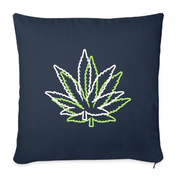 kush weed cannabis feuille symbole chanvre - Housse de coussin décorative 45 x 45 cm - bleu marine - Devant