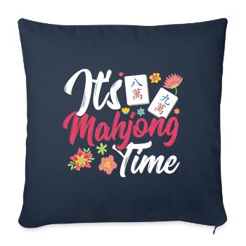Cadeau pour les fans de Mahjong - Housse de coussin décorative 45 x 45 cm - bleu marine - Devant