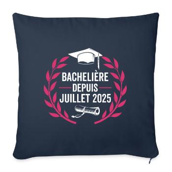 Bachelière 2025 Félicitations BAC - Housse de coussin décorative 45 x 45 cm - bleu marine - Devant