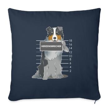 Australian Shepherd heartbreaker dog gift - Sofa pillowcase 17,3'' x 17,3'' (45 x 45 cm) - navy - Front