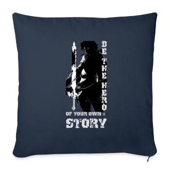 Histoire de jeu vidéo fantasy héros épée - Housse de coussin décorative 45 x 45 cm - bleu marine - Devant