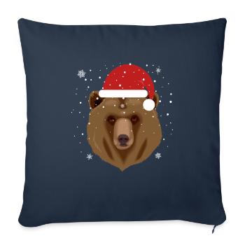 Ours de Noël en bonnet de Noel - Housse de coussin décorative 45 x 45 cm - bleu marine - Devant