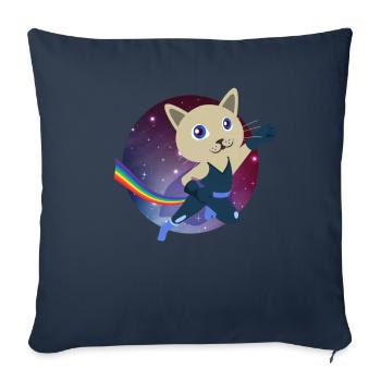 Cute cat superhero universe levitation kitty - Sofa pillowcase 17,3'' x 17,3'' (45 x 45 cm) - navy - Front
