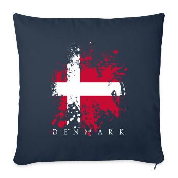 Drapeau Danemark Danemark Dansk Copenhague drapeau - Housse de coussin décorative 45 x 45 cm - bleu marine - Devant
