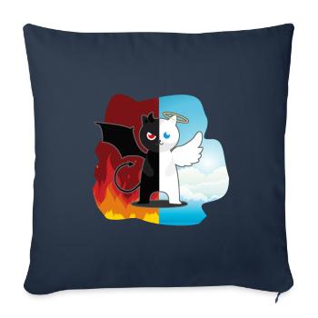 Chat chat anges mal mal mignon Miau - Housse de coussin décorative 45 x 45 cm - bleu marine - Devant
