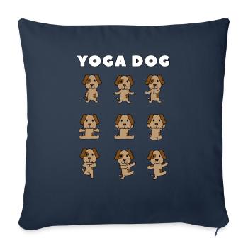 Yoga dog - Sofa pillowcase 17,3'' x 17,3'' (45 x 45 cm) - navy - Front